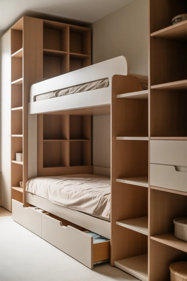 21 Shared Kids Room Organization Ideas That Actually Work 5 Use Bunk Beds With Built-In Storage