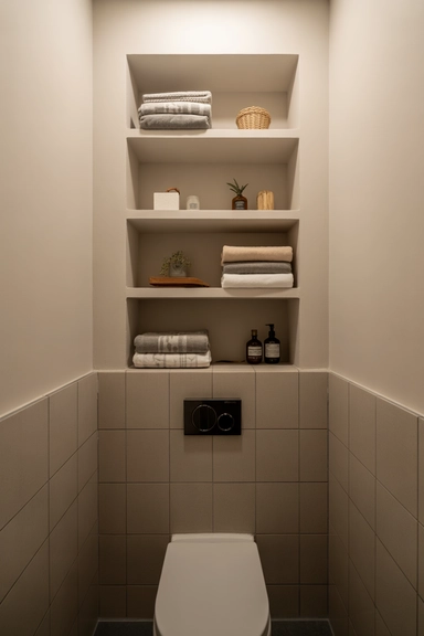 Built-In Recessed Shelving for Seamless Storage