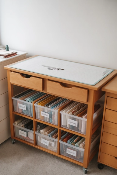Under-Table Fabric Storage That Uses Dead Space