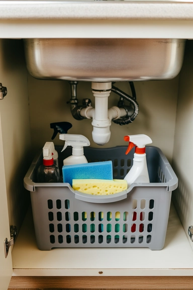 Vertical Cleaning Supply Caddies That Prevent Sink Clutter