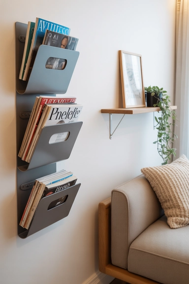 23 Chic Home Organization Ideas For Stylish Homes 5 Wall-Mounted Magazine Racks for Compact Spaces