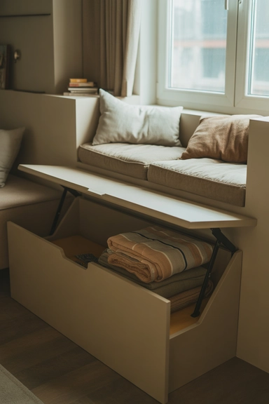 25 Small Living Room Storage Ideas That Reduce Visual Clutter 5 Window Benches With Concealed Interior Storage