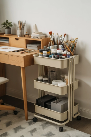 23 Hobby Room Design Ideas for Small Spaces That Maximize Every Inch 6 Add Mobile Storage That Moves With Projects