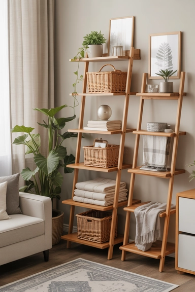 23 Chic Home Organization Ideas For Stylish Homes 6 Multipurpose Ladder Shelves for Stylish Storage