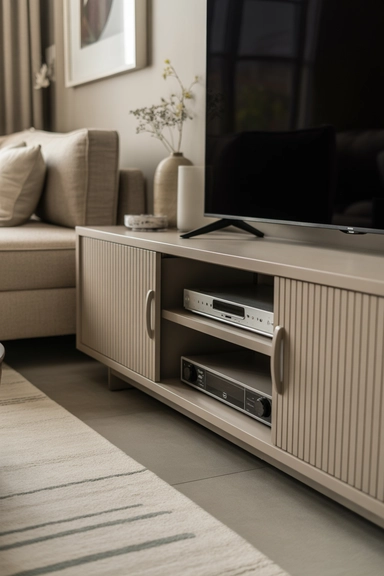 21 TV Stand Storage Ideas That Hide Everyday Mess 6 TV Stands With Sliding Doors for Flexible Access