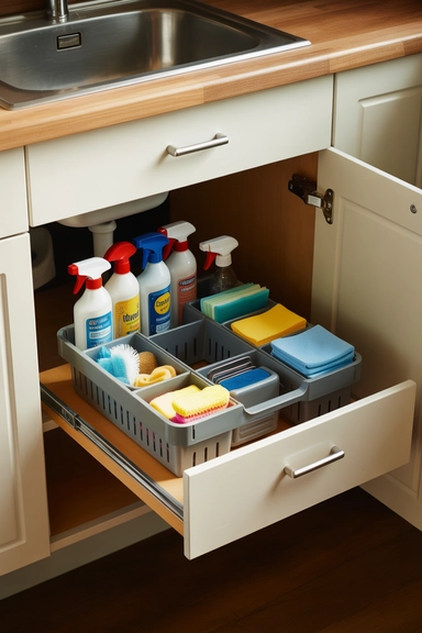 Under-Sink Caddies for Portable Cleaning Kits