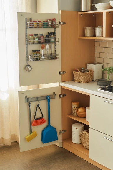 Use the Inside of Cabinet Doors for Hidden Storage