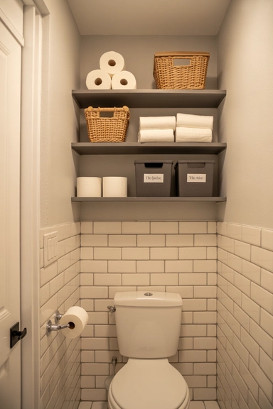 21 Small Bathroom Storage Ideas for Tiny Spaces That Work 7 Floating Shelves Above the Door