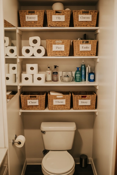 Baskets on Shelves for Category-Based Storage