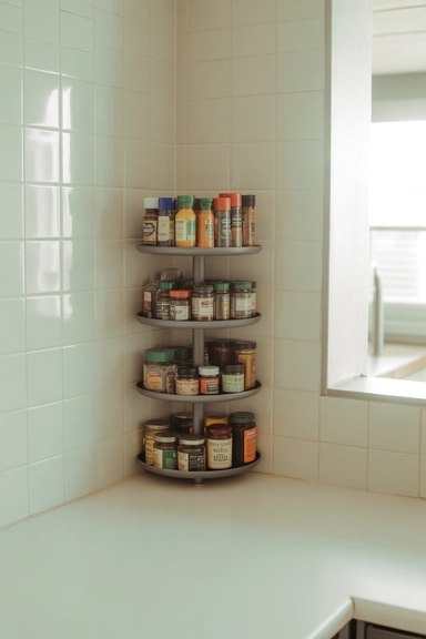 Corner Counter Tiered Storage