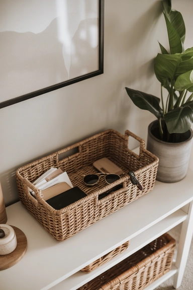 Entryway Drop Baskets That Catch Daily Carry Items