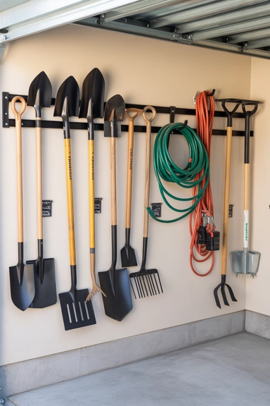23 Garden Tool Organization Ideas for Garage and Shed Storage 7 Install Heavy-Duty Hooks for Quick Grab Storage