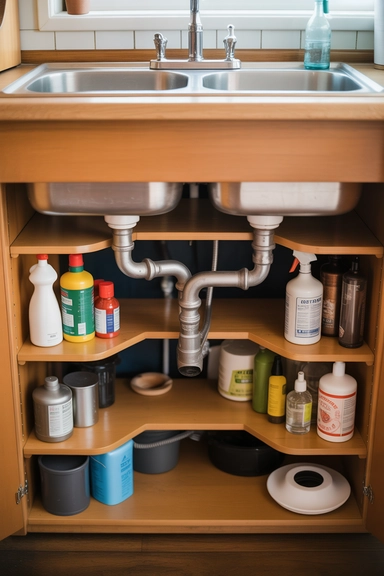 Tiered Shelving That Works Around Pipe Obstructions