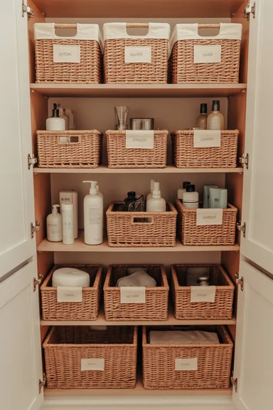 Basket Storage for Flexible Cabinet Organization