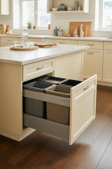 Built-In Trash and Recycling Drawers