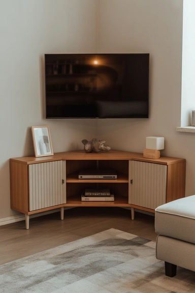 21 TV Stand Storage Ideas That Hide Everyday Mess 8 Corner TV Stands That Use Dead Space Efficiently