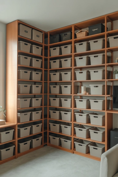 IVAR Shelving With Closed Bins for Deep Storage