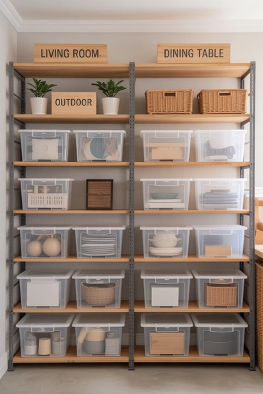 23 Holiday Decoration Storage Ideas That Prevent Chaos Every Year 8 Seasonal Decor Shelving by Room Assignment