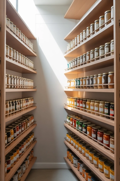 Narrow Walk-In Pantry Ideas That Make Tight Spaces Work (22 Smart Layouts) 8 Shallow Shelf Depths That Prevent Visual Overload