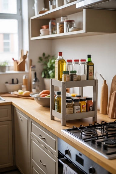 Tiered Risers That Stack Oils and Spices Vertically