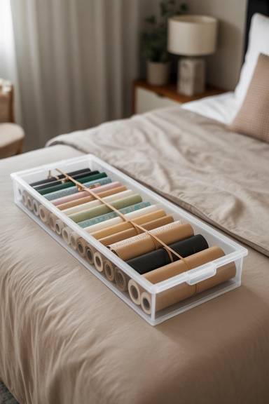 21 Gift Wrap Storage Ideas That Keep Supplies Organized 8 Under-Bed Wrapping Paper Storage