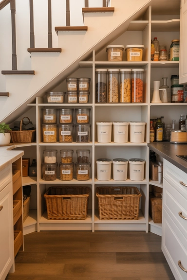 21 Under Stairs Storage Ideas That Turn Dead Space Useful 8 Under-Stair Pantry Storage for Kitchen Overflow