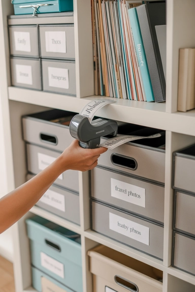 23 Ways to Organize Your Photos For Every Busy Family 8 Use Label Makers and Clear Category Labels