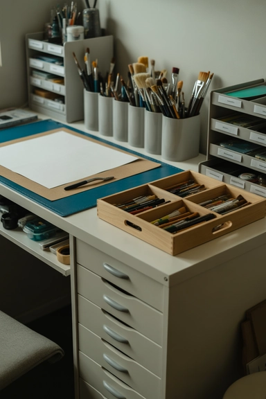 23 Hobby Room Design Ideas for Small Spaces That Maximize Every Inch 9 Layer Art Desk Storage for Easy Access