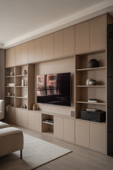 21 TV Stand Storage Ideas That Hide Everyday Mess 9 Built-In Media Walls With Concealed Lower Storage
