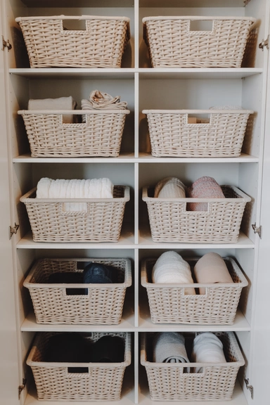 Closet Shelf Baskets That Control Soft Items