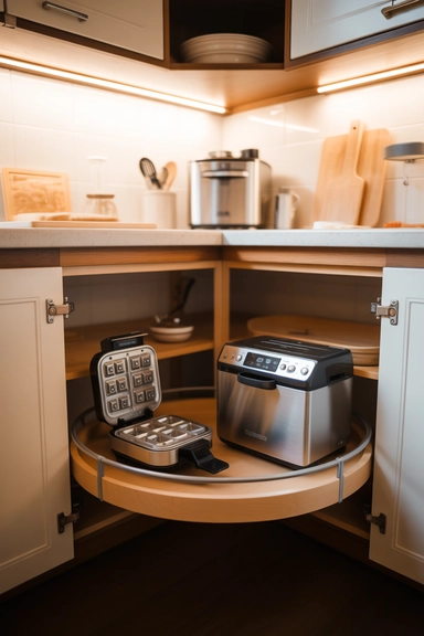 Corner Cabinet Storage for Rarely Used Appliances
