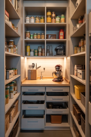Narrow Walk-In Pantry Ideas That Make Tight Spaces Work (22 Smart Layouts) 9 Countertop Sections That Add Functional Workspace