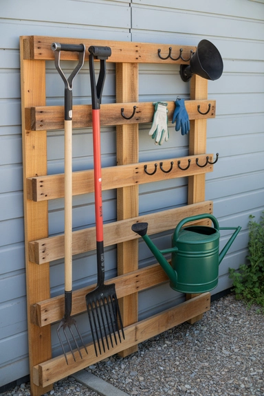 23 Garden Tool Organization Ideas for Garage and Shed Storage 9 Build a DIY Pallet Tool Rack