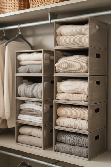 22 Amazon Home Organization Finds for Small Spaces 9 Stackable Closet Bins That Stabilize Open Shelving