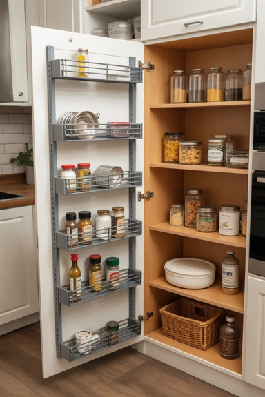 Use Stackable Shelves Inside Cabinets