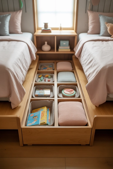 21 Shared Kids Room Organization Ideas That Actually Work 10 Use Storage Benches for Dual-Purpose Function