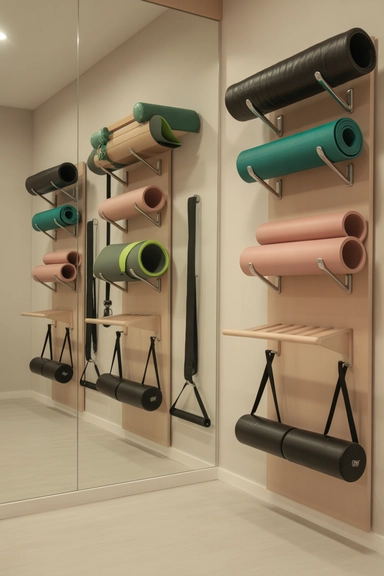 Vertical Mat and Foam Roller Storage