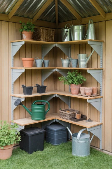 21 Shed Storage Organization Ideas That Keep Tools Visible 10 Corner Shelving That Uses Dead Space Efficiently