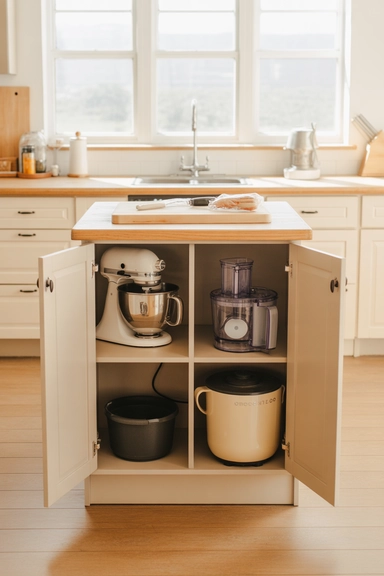 Island Storage Zones for Appliance Containment