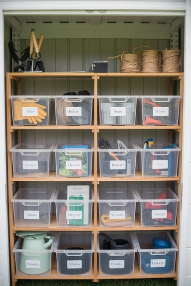 23 Garden Tool Organization Ideas for Garage and Shed Storage 10 Store Small Tools in Labeled Containers