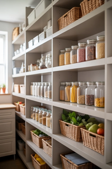 Open Shelving Pantry Walls for Easy Visibility