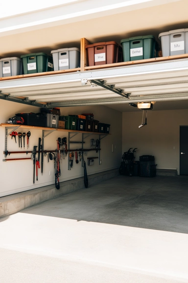 22 Garage Wall Storage Ideas That Free Up Floor Space 10 Overhead Wall Shelves for Seasonal Storage
