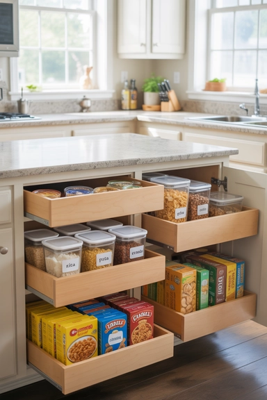 Pantry Overflow Storage Inside the Island