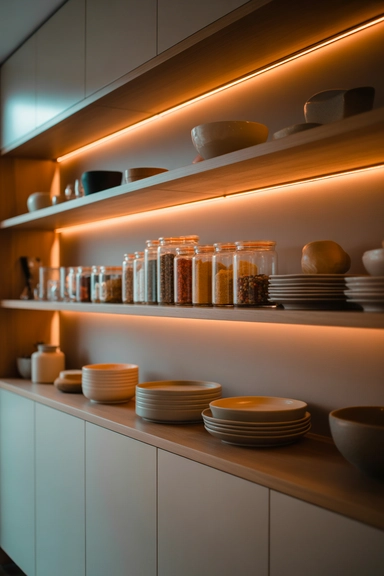 23 Kitchen Shelving Organization Ideas That Reduce Clutter 10 Shelf Lighting That Improves Visibility and Order