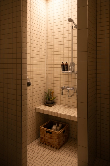 Slim Shower Bench With Storage Below