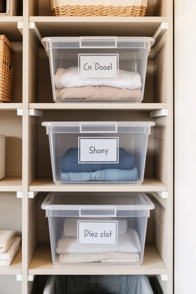 Use Clear Storage Bins for Visibility