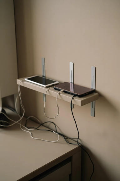 Wall Shelf Charging Ledges That Lift Devices Off Surfaces