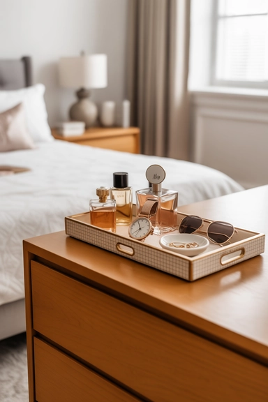 23 Bedroom Dresser Organization Ideas for a Clutter-Free Room 2 Create a Styled Dresser Top Organizer Tray System