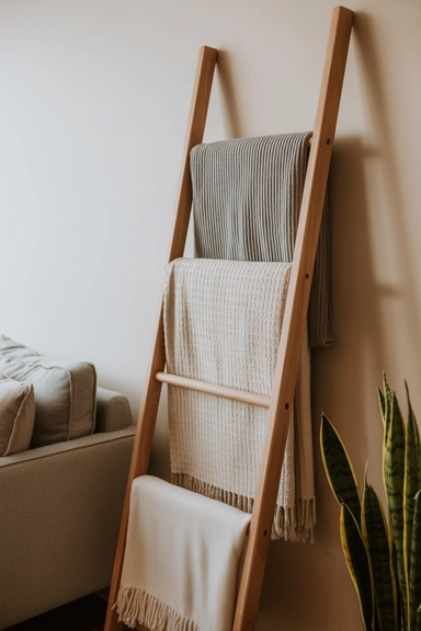 Add a Stylish Blanket Ladder for Vertical Storage