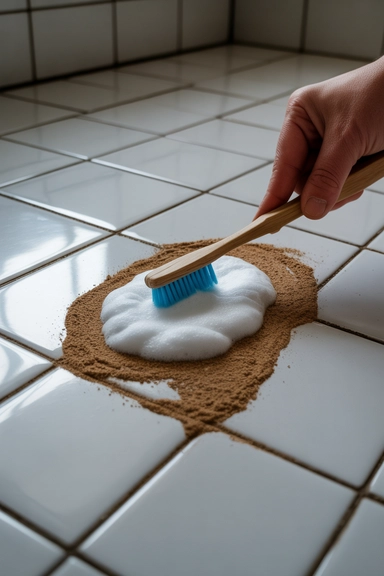 Baking Soda from Dollar Tree Scrubs Grout Lines